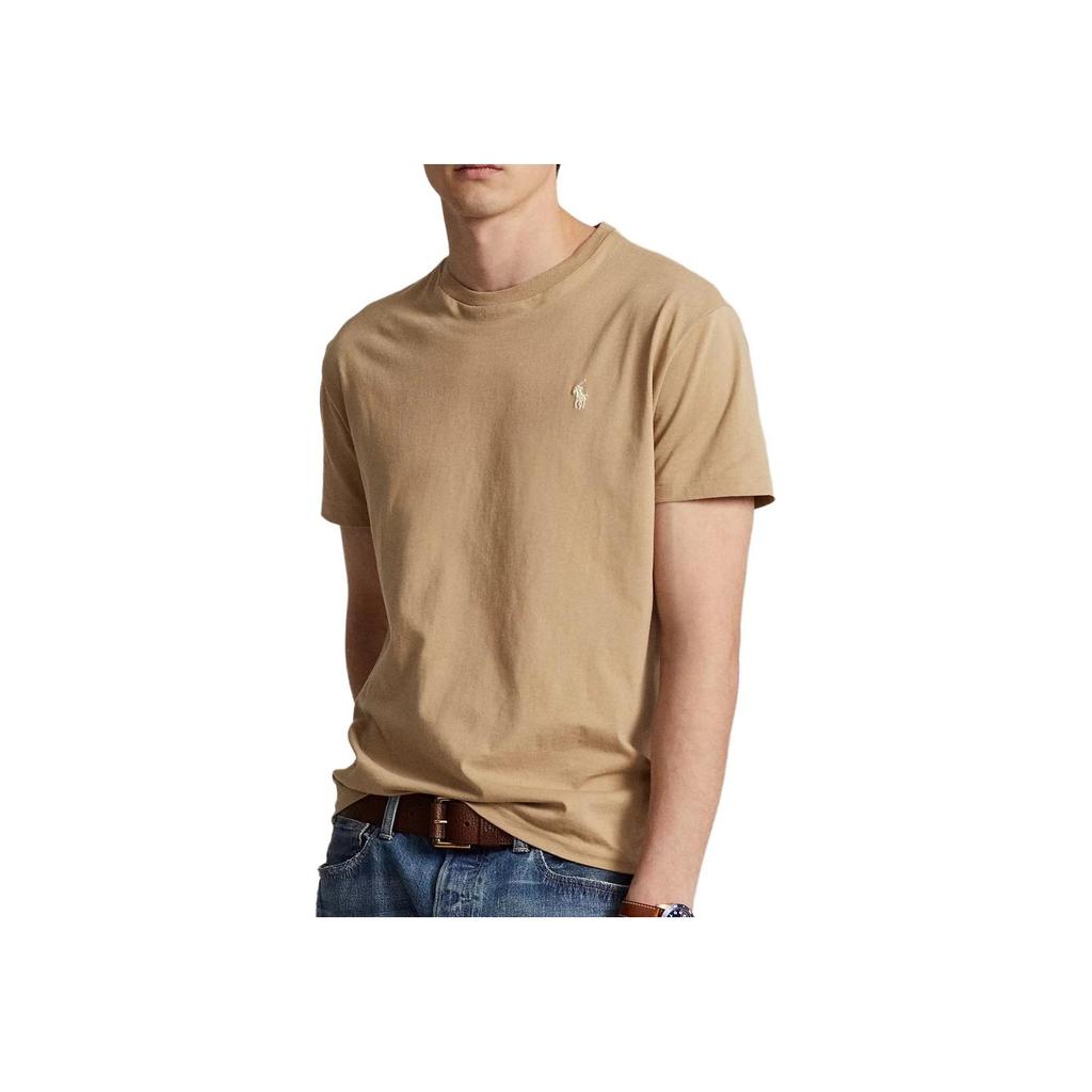 Polo Ralph Lauren AH23 Couleur Unie Petit Poney Brodé Col Rond Manches Courtes T-Shirt Homme T-Shirt Kaki 710671426-241