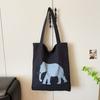 Spring and summer simple canvas elephant printing large capacity versatile relaxation shoulder bag environmental protection tote bag