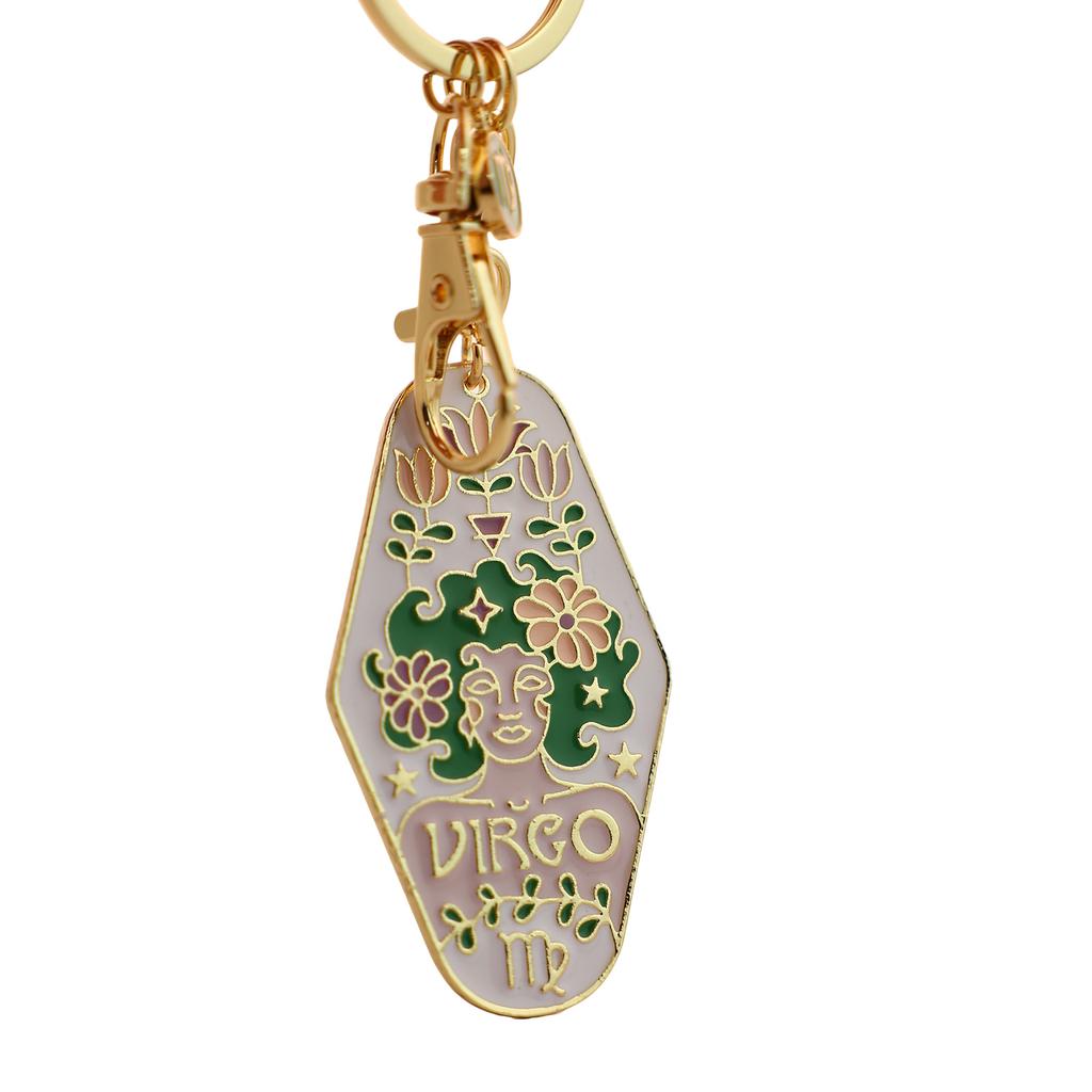 Chinese 12 Constellation Alloy Keychain Enamel Hanging Carabiner For Bag Decoration Birthday Gift Rustproof Metal Charm