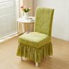 Yousheng Jacquard Dining Chair Cover Elastic Chair Slipcover with Long Ruffled Skirt Stretchy Chair Cover for Dining Room Wedding Banquet Decor