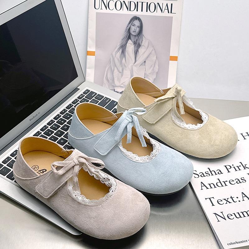 2 New Soft-soled Bag Head Single Shoes Women's Spring Square Head Flat Bottom Lace