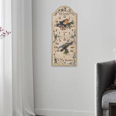 Wall Hanging Clock Art Decor with Thermometer Minimalist Nordic Temps Display Decorative