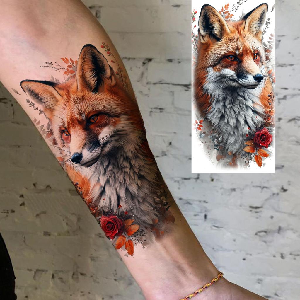 1 list Unikátní Akvarelový Lev Tygr Zvířata Dočasné Tetování Dlouhotrvající Vodotěsný Liška Sova Falešná Tetovací Nálepka Body Art Tetování