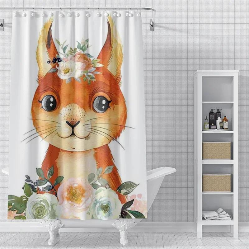 Panda Rabbit, Cat, Lion, Animal Shower Curtain Waterproof Cloth Bathroom Curtain Anime Animal Style Modern Shower Curtain