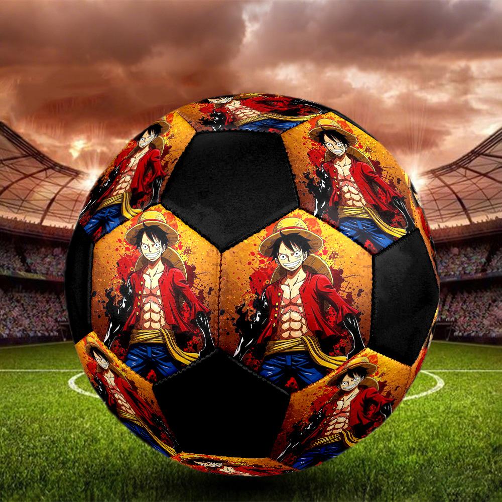 One Piece Anime Epic Illustration Soccer Ball Colorful All Ages Machine Stitched PVC Competition Ready Durable High-Bounce.SIZE5