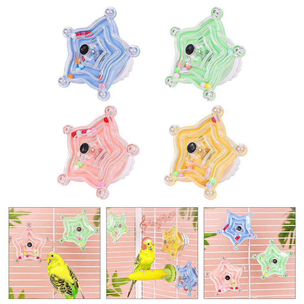 Interactive Spinning Wheel Colorful Parrot Toys For Small Birds Chewing Exercise Cage Accessories With Rotating Rattle