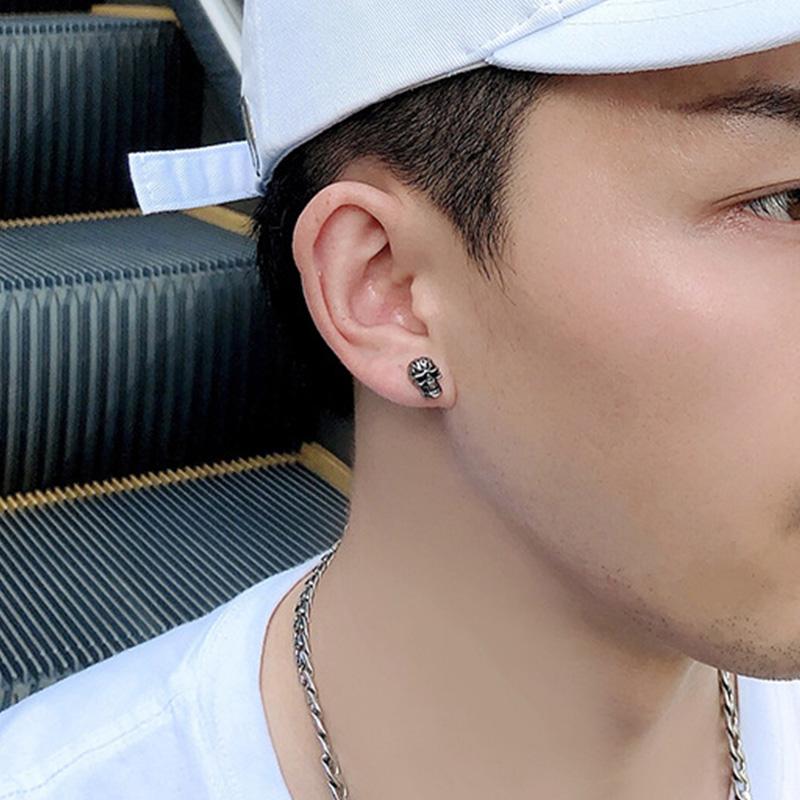 Retro Evil Skull Mask Earings for Men Women Punk Gothic Rock Hiphop Silver Color Zinc Alloy Earings Designer  Unisex Gift