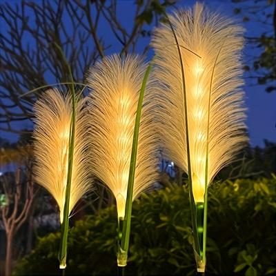 1 Piece Solar Garden Lights Outdoor Decor - LED Stainless Steel Walkway Light with Acrylic Feathers, Waterproof Solar Landscape Lighting
