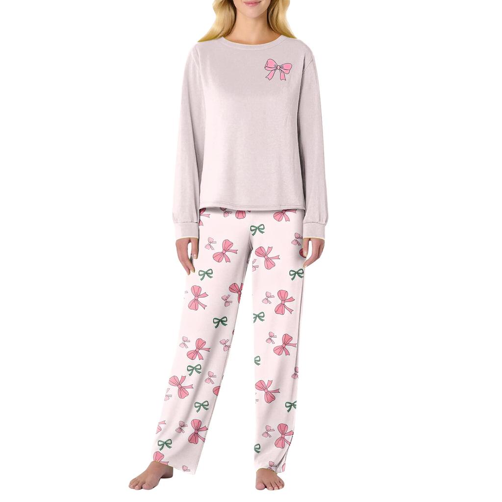 Women's Butterfly Print Long,Sleeved Pajama Set