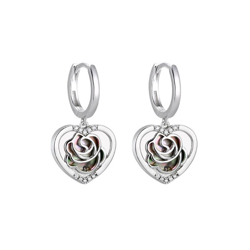 New Chinese sterling silver rose silver love ear + French premium earrings