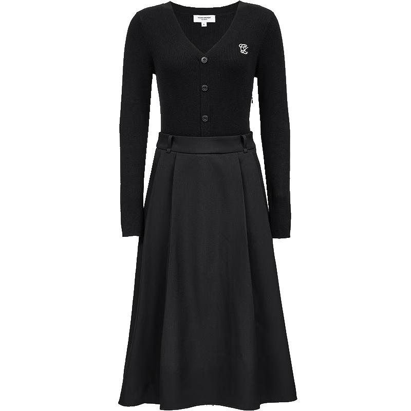 

VEROMODA Wool & Silk Blend Patchwork Knit Dress with Detachable Belt S