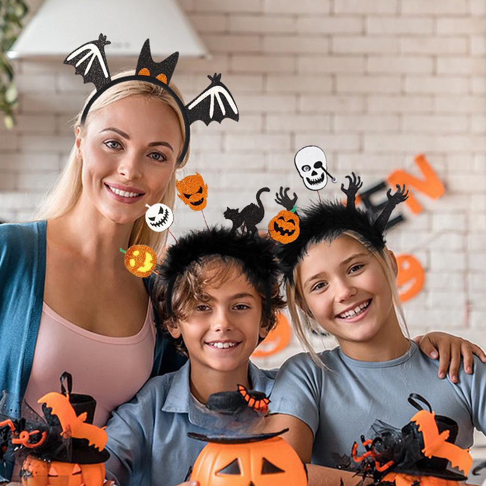 Festive Halloween Headband Accessories Featuring Adorable Bat Pumpkin And Cat Designs