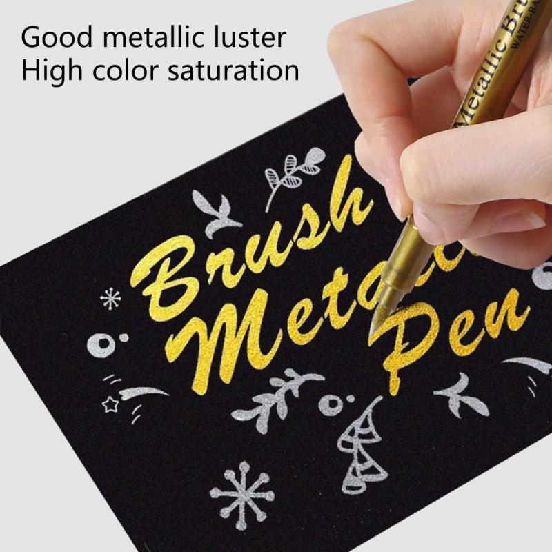 3Pcs Metallic Paint Marker Pen Water Resistant Paint Pen For Art Illustrations Card Making Scrapbooking Drawing