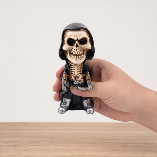 xiaobudian Halloween Skeleton Warrior Sculpture, Resin Art Soldier Figurine Statue Home Decor, Gunner Model Ornaments for Desktop Gaming Room