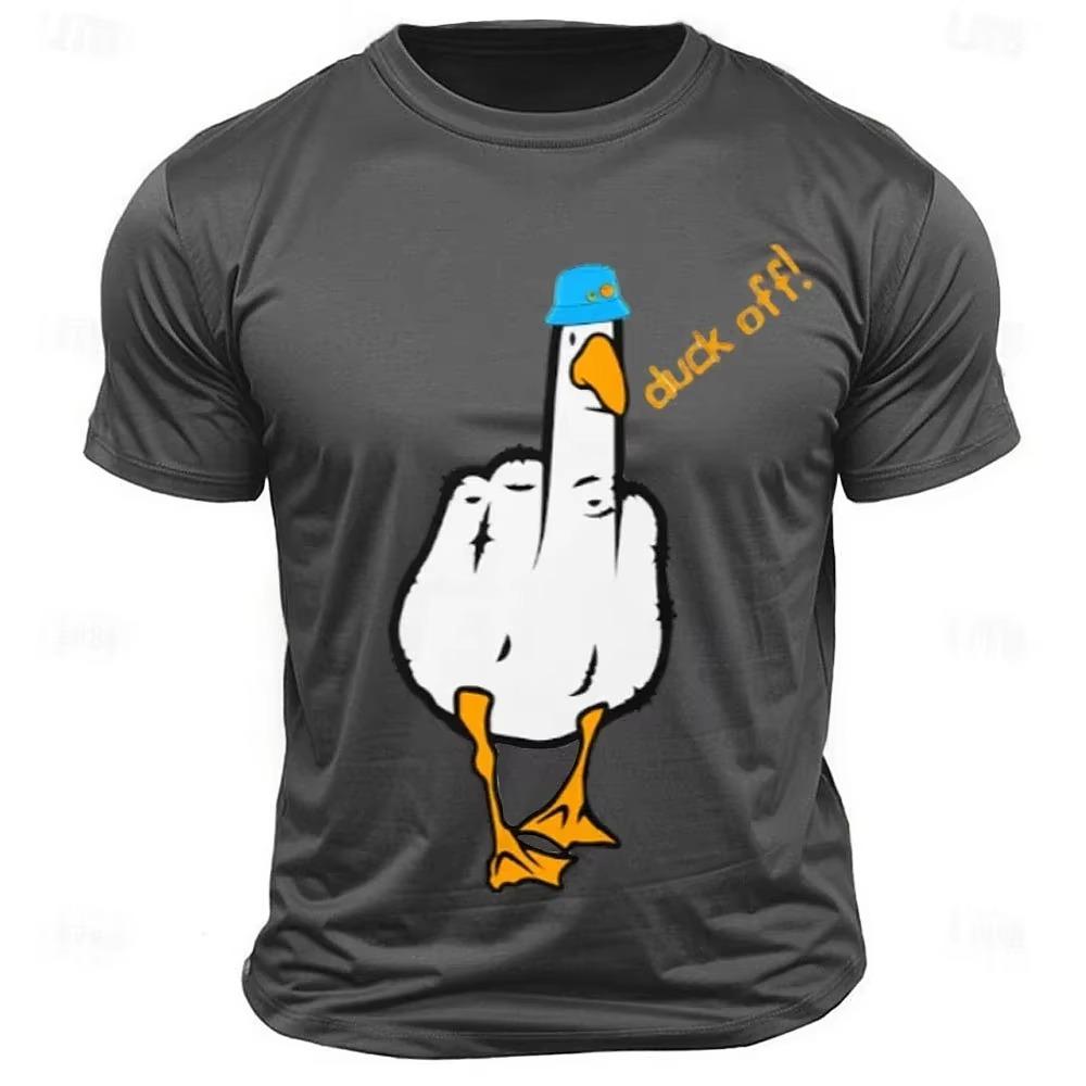 Men's Graphic T Shirt Sports Classic Letter Printed Funny Duck Black White Short Sleeve Comfortable Tee Summer Fashion Clothing