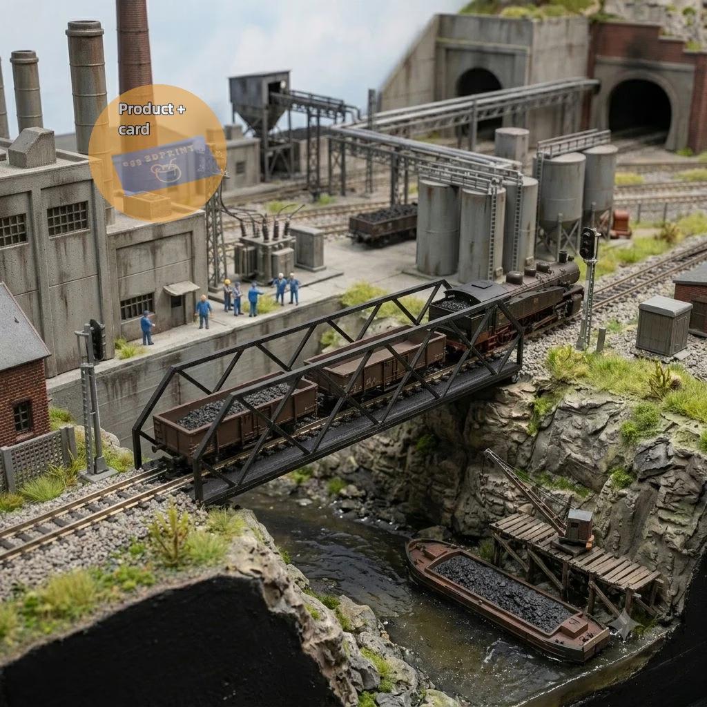 3D Printed N Scale Suspension Bridge Model for Miniature Railway Architecture