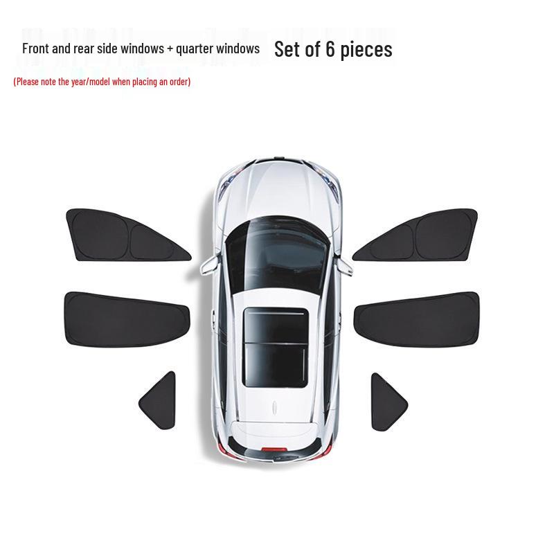 Tesla Model 3/Y/S Sun Visor: Opaque Sunshade for Front Windshield & Side Windows, Privacy Protection for Camping.