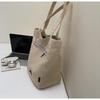 Casual Striped Embroidered Canvas Shoulder Bag - Autumn/Winter 2025 Trendy Student Design