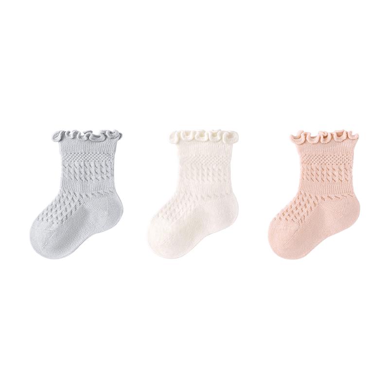 Babylove Summer Thin Breathable Mesh Mid-Calf Socks (3-Pair Pack) 9