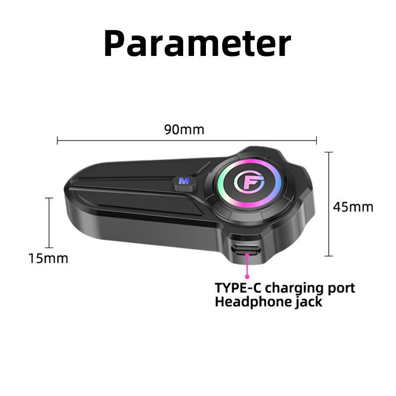1Pc Motorcycle Helmet Bluetooth 5.3 Headset Wireless Intercom Multi Riders Mesh Communication AI Voice Control Super Long Standby Hands Free Headphone