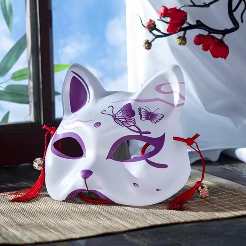 Cosplay Mask Handmade Half Face Mask Japanese Cat Mask Japanese-Style For Stage Performances Anime Cosplay