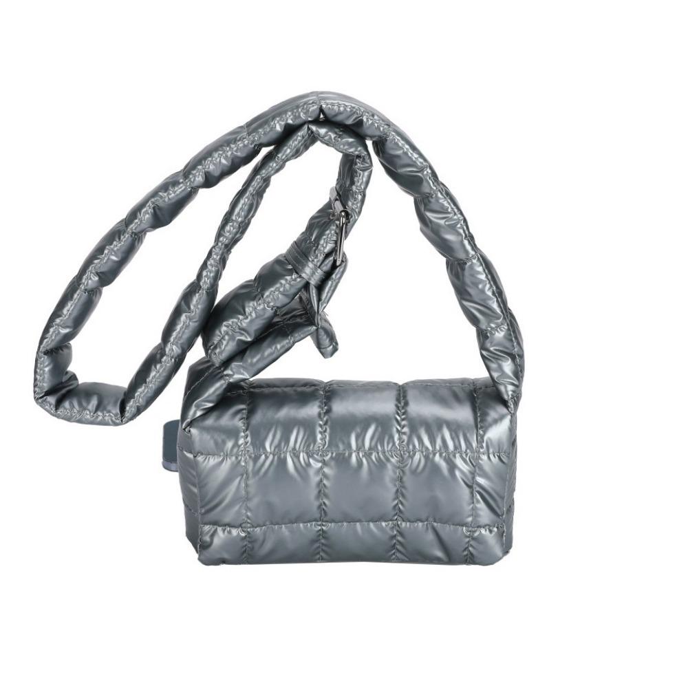 

Lightweight Women s Shoulder Bag Korean Style Small Square Bag Winter Space Cotton Bag Female серебряный