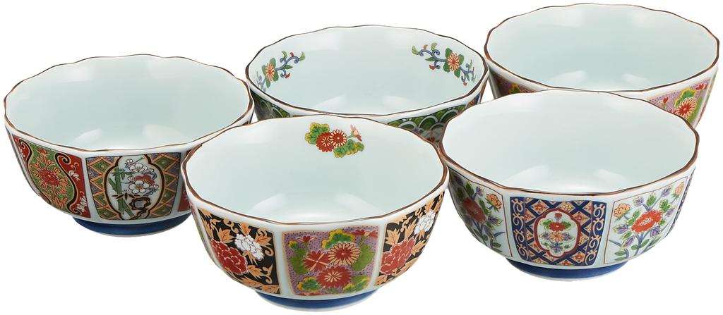 Tableware set Nishikiko Imari plate set Japanese Bowl x5pcs and Plate x5pcs set PorcelainSize(cm) 12x5.6, 11.3x2No099994