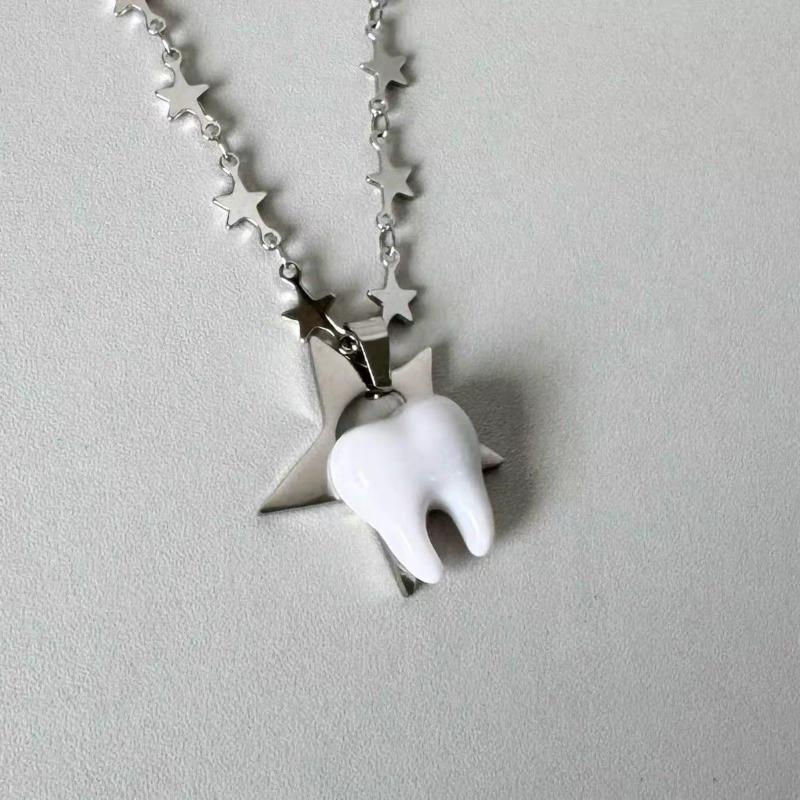 

Уникальный дизайн Y2k Ожерелье Сердце Звезда Милые Зубы Сращивание Ключица Цепочка A1