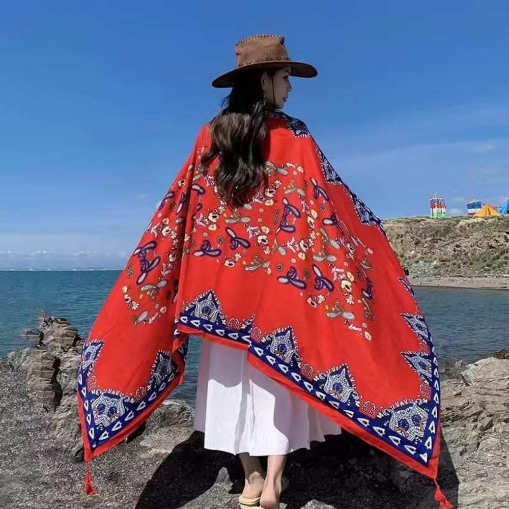 Chaka Salt Lake Great Northwest Tourism Ethnic Style Scarf Silk Scarf Women'S Summer Seaside Beach Shawl Sunscreen Thin