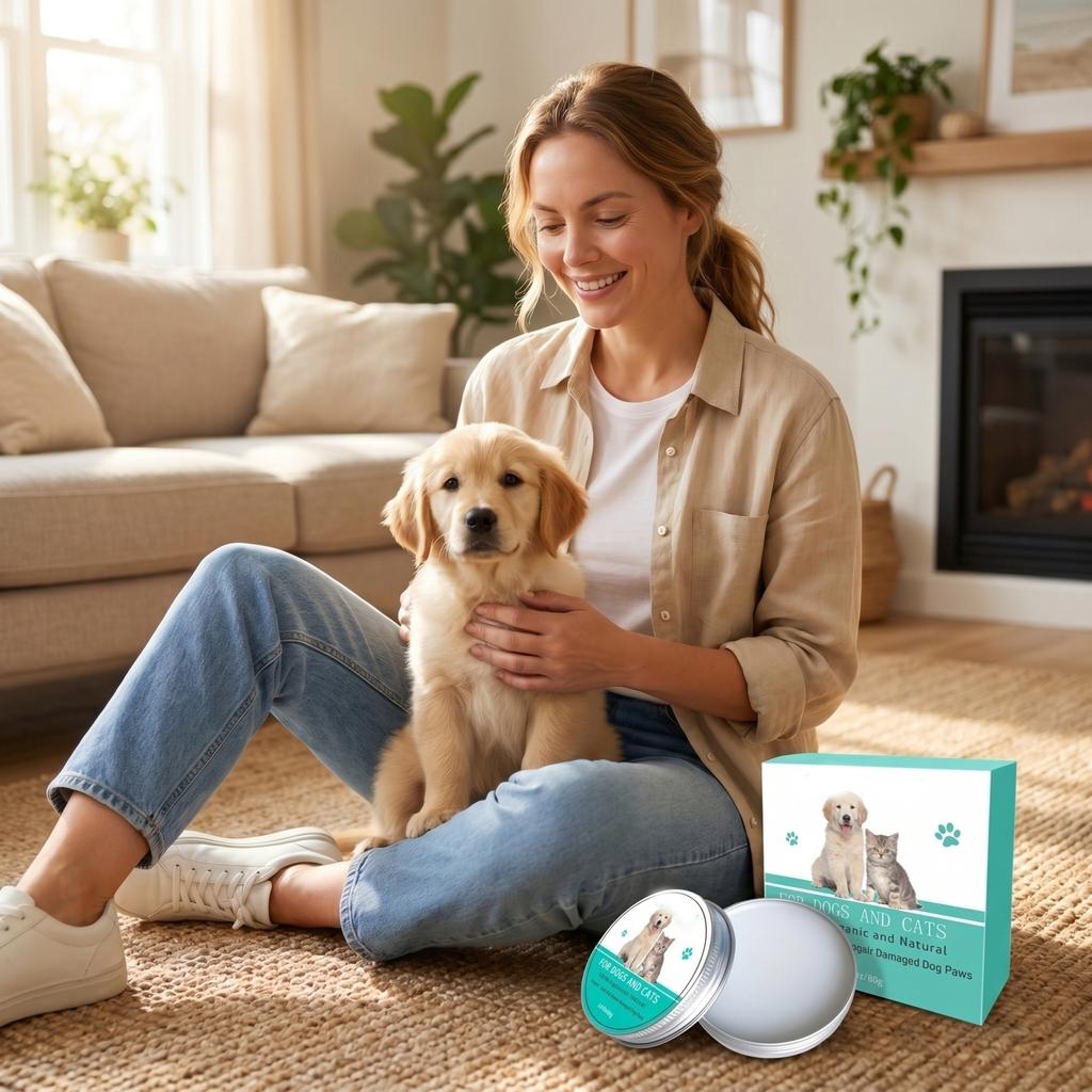 Haustierpfotenbalsam für Hunde und Katzen Bio Natürliche Pfotenpflegecreme Feuchtigkeitsspendend Reparierend für Beschädigte Pfotenballen Beruhigender Schutz für Haustiere