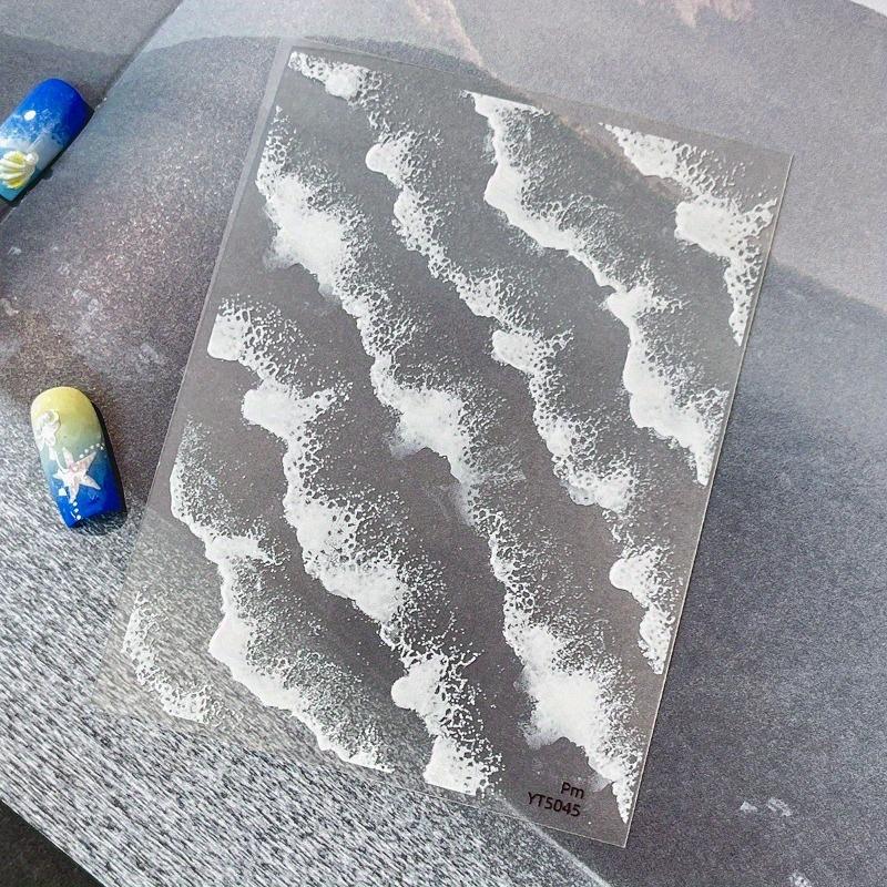 1pc Summer Ocean Wave Nail Stickers - French Manicure Seascape with Waves, Long-Lasting Reusable Nail Decorations for Women