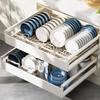 Carbon Steel Pull Out Dish Rack Built-In Kitchen Drawer Rack Dish Storage Rack  Kitchen Cabinet