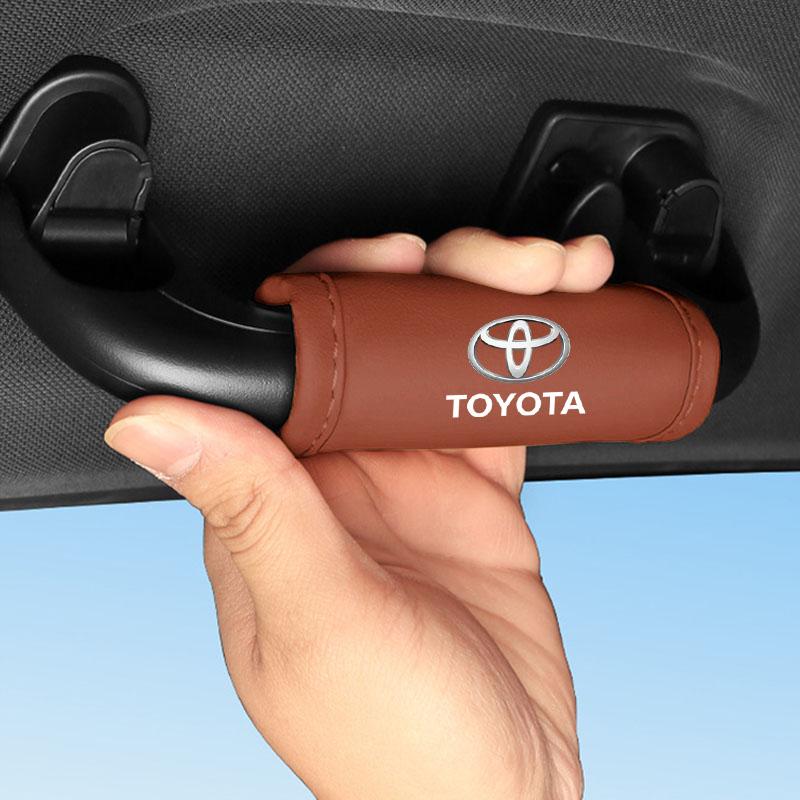 1/2Pcs Car Roof Handle Cover Door Armrest Leather Covering for Toyota Gazoo Racing Corolla TRD Yaris Chr Auris Rav4 Camry Prius Prado Avensis