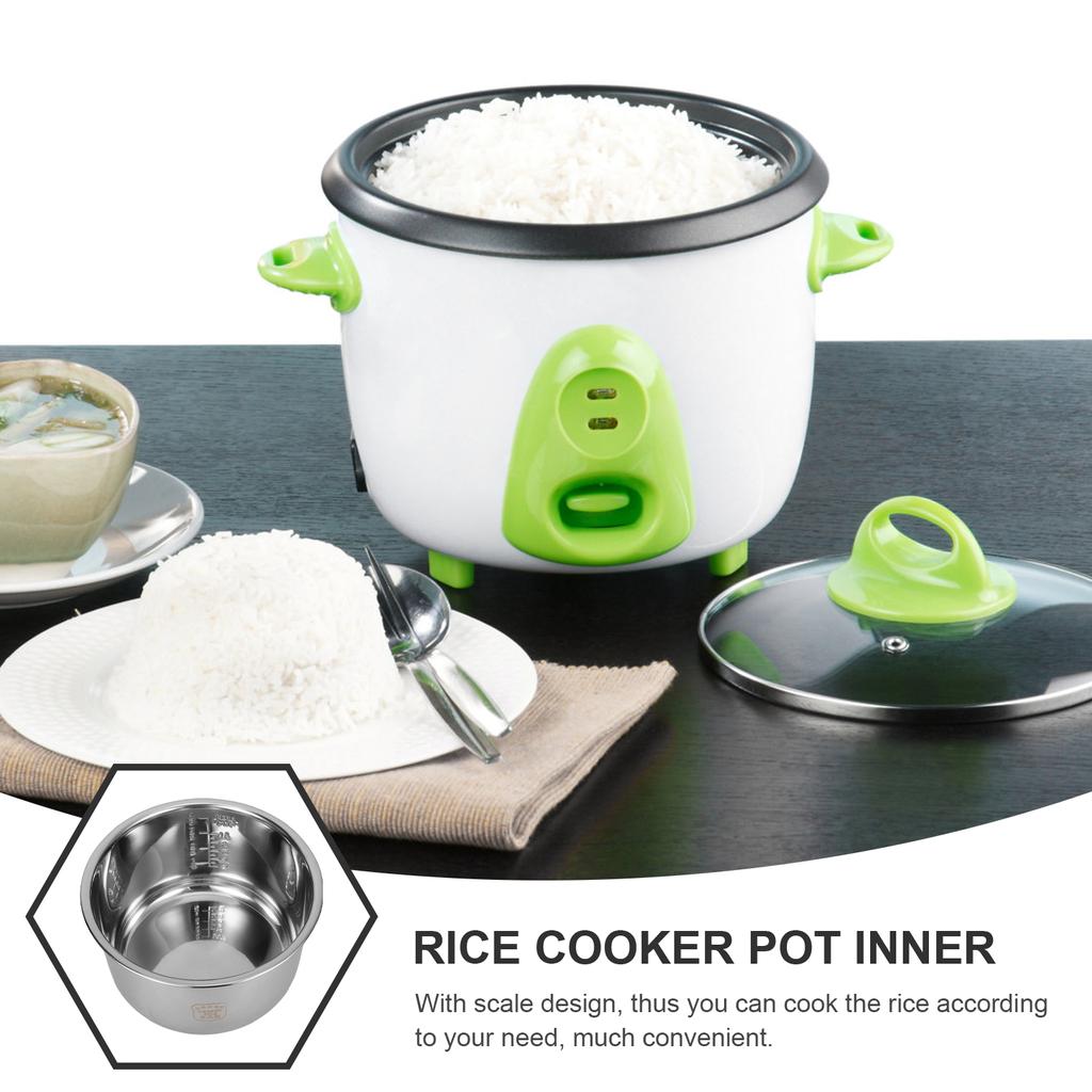 Rice Cooker Aluminum Inner Pot Electric Liner Cookware Multi-use with Cover Silver Stainless Steel Kitchenware Cooking