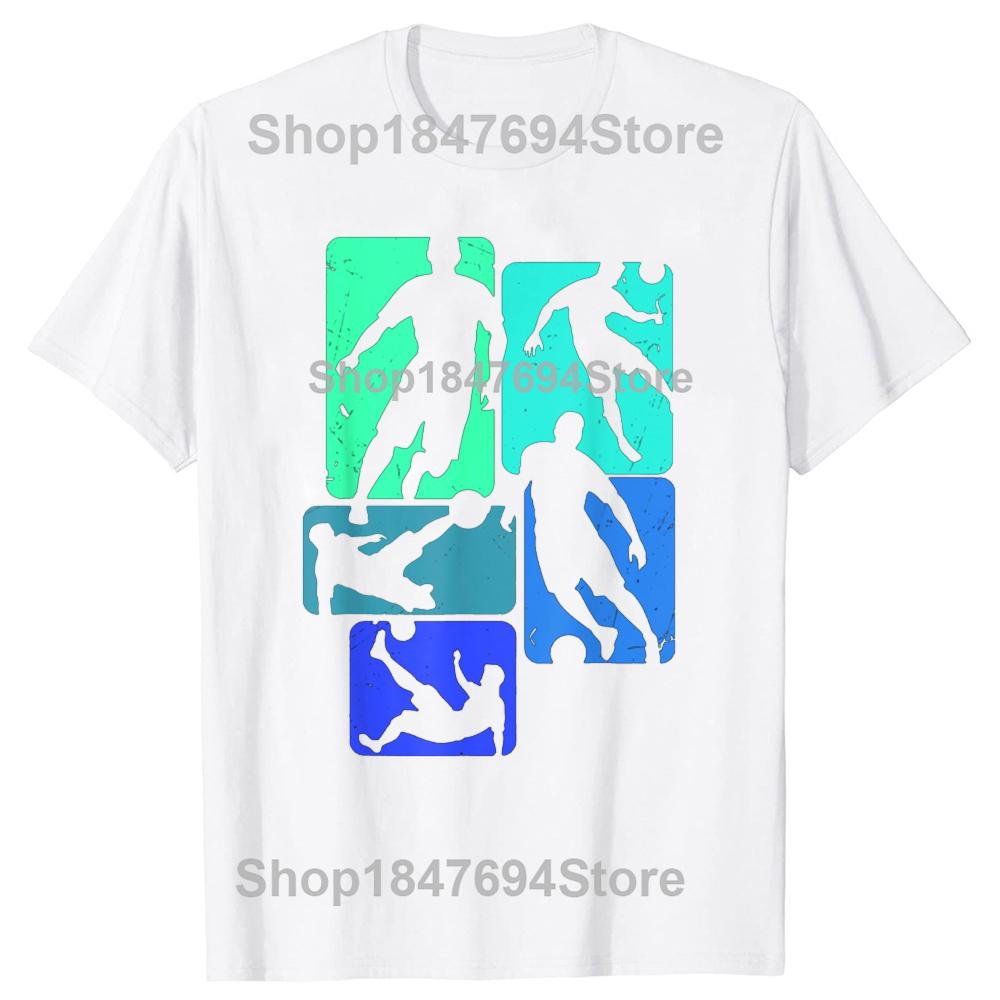 Funny Soccer Player Retro Boys Graphic T-shirts Tshirt Men Women's Fashion Casual Oversized 100% Cotton Sports T Shirt