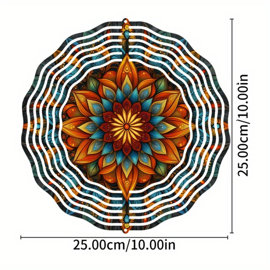 

10-дюймовый яркий ветряной спиннер из витражного стекла с вращающимся на 360 градусов крючком для декора сада, балкона, газона, богемный цветочный дизайн 01A