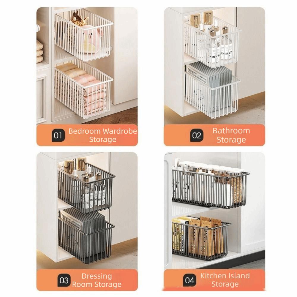 Pull Out Sliding Drawer Rack Carbon Steel Under Sink Storage Drawer  Bathroom