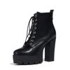 Autumn and Winter Supply Fashion Thick-soled High-heeled Large-size Front Lace-up Low-tube Martin Boots