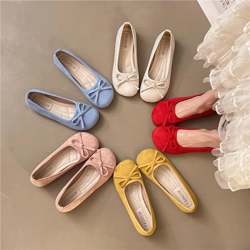 Large Size Women Flats Fashi Shallow Slip On Ladies Elegant Ballerinas Shoes Soft Suede Loafers Outdoor Casual Mary Jane Shoes