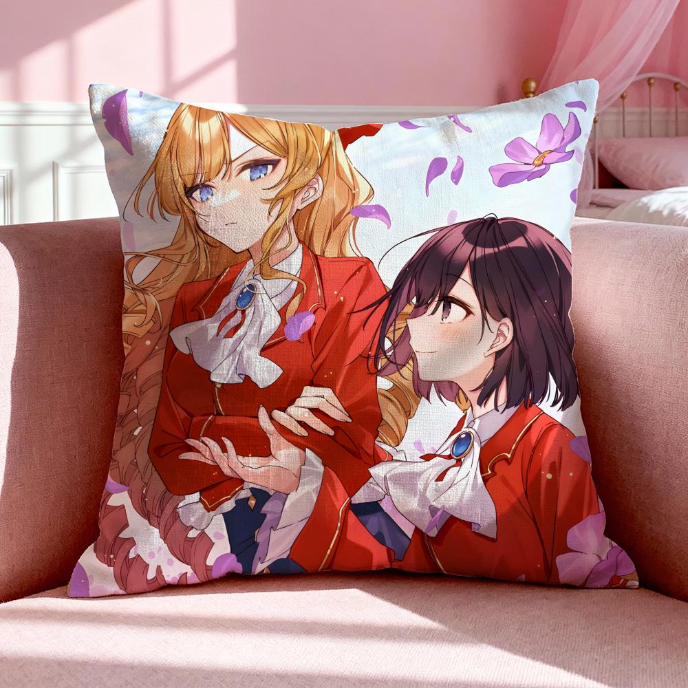 Anime W-Watashi no Oshi wa Akuyaku Reijou Cushion Cover Breathable Linen Summer Odorless Eco-Friendly Invisible Zipper Washable