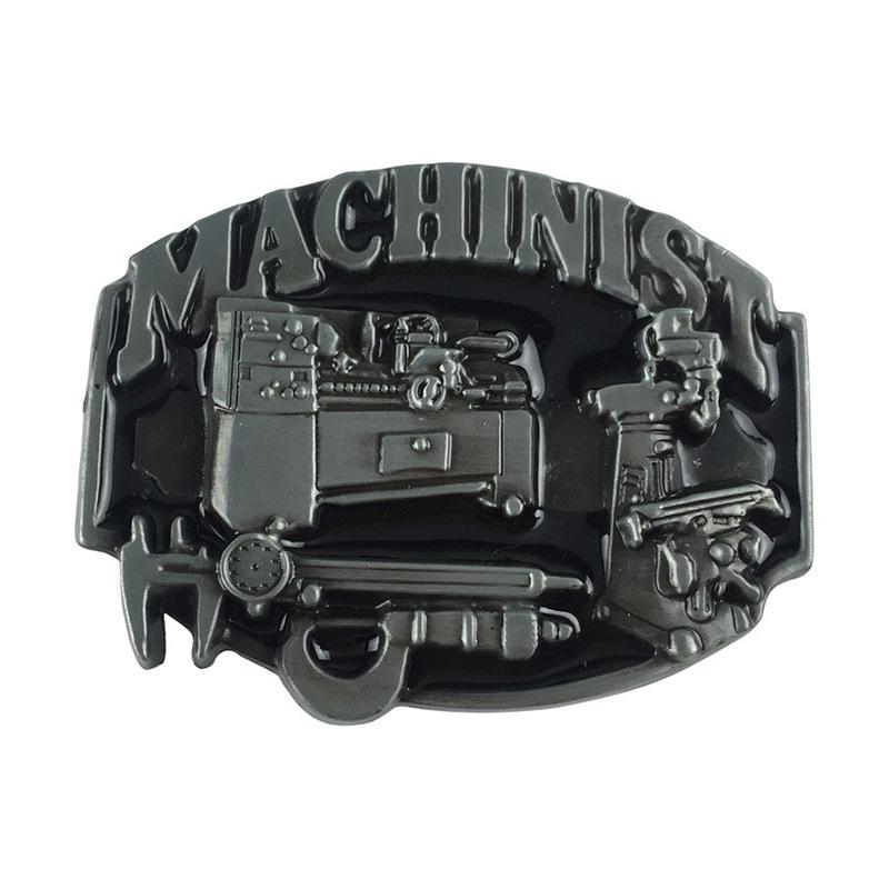 Men s Leather Micrometer Style Buckle Belt - Trendy Mechanical Pattern