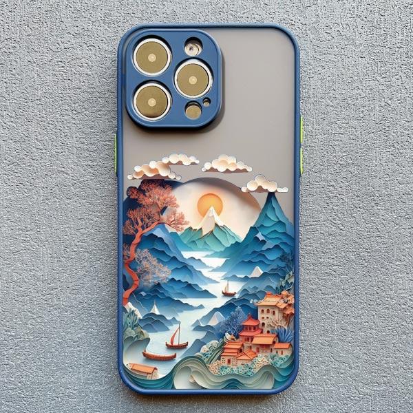 2D Printing Landscape Phone Case For iPhone 16 14 Pro 13 Mini 15 7 8 Plus SE2 XS X XR 12 Pro Max Creative Mountains Back Cover