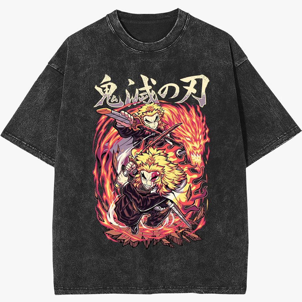 Demon Slayer Kimetsu No Yaiba Shinobu and Kanae Printed Tshirt Mens and Womens Washed Tshirt High Quality Vintage Tshirt