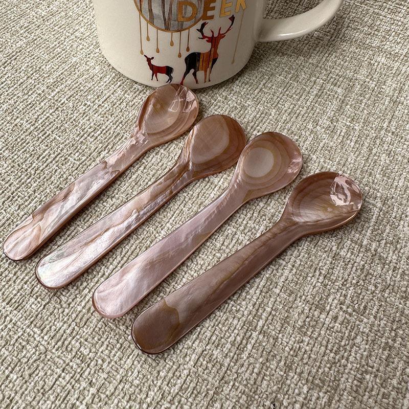 1PC Natural Material Ice Spoon Cream Coffee Caviar Spoon Mother of Pearl Seashells Stirring Spoons Teaspoon Crafts Dessert Coffe