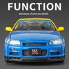 1/18 Nissan R34 GTR Oversized Collectible Ornaments  Alloy Die-cast GTR Car Model Tires Detachable DIY Racing Model Boy Gift