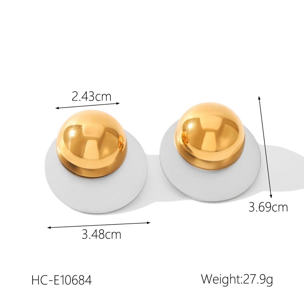 Gold and silver color blocked stainless steel earrings for women, smooth geometric texture, sun pentagram, European and American design, jewelry gift