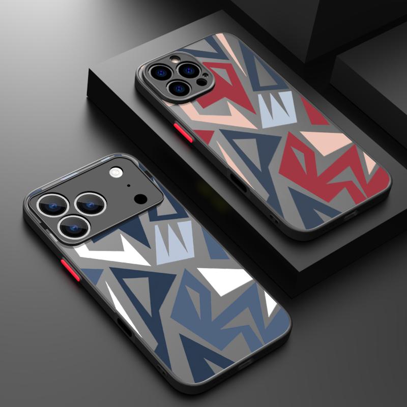 Geometric Patterned Print Case For iPhone 17 Air 16e 16 15 14 Pro Max 13 15 Pro 17 Pro 17 Shockproof Soft Edge Hard PC Matte Phone Cover