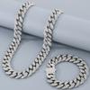 Hip-Hop Heavy Cuban Link Chain Set Man Bracelet Necklace Luxury Gold Color Stainless Steel & Full CZ Men's Necklace & Bracelets Sets