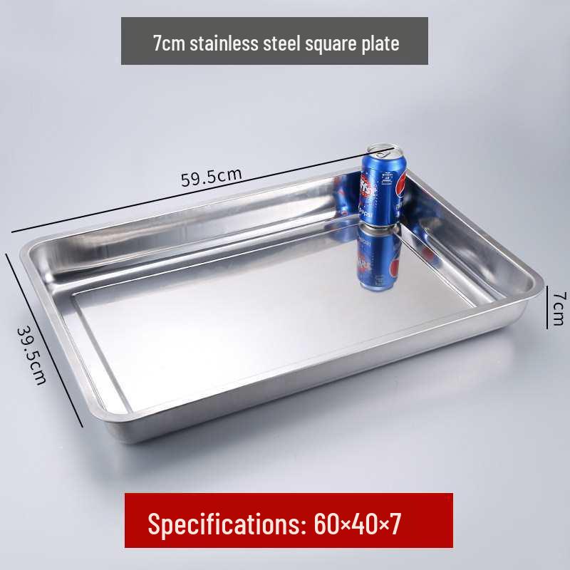 304 Stainless Steel Rectangular Tray for Steamed Fish, Rice, Chee Cheong Fun, and Baking