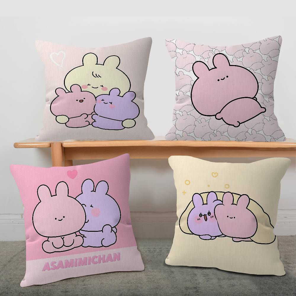 Cartoon Asamimichaan Asleep Cute Asamimi Office Cushion Pillowcase Car Cushion CoverXCM Lumbar Pillowcase Sofa Pillowcover